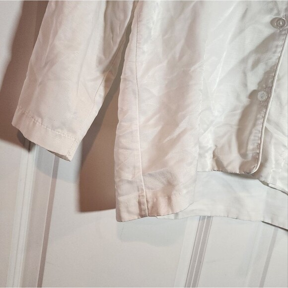 Victorias Secret White Satin Feel Button Up Logo Sleep Top - Picture 5 of 7